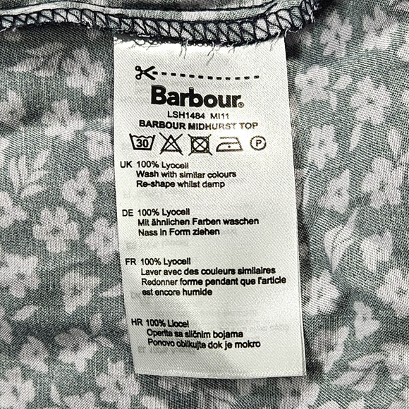 NWT Barbour Midhurst Mock Neck Smocked Ditsy Floral Blouse Sz. 8 Purple Black - Picture 6 of 12